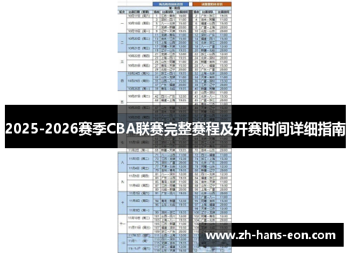 2025-2026赛季CBA联赛完整赛程及开赛时间详细指南
